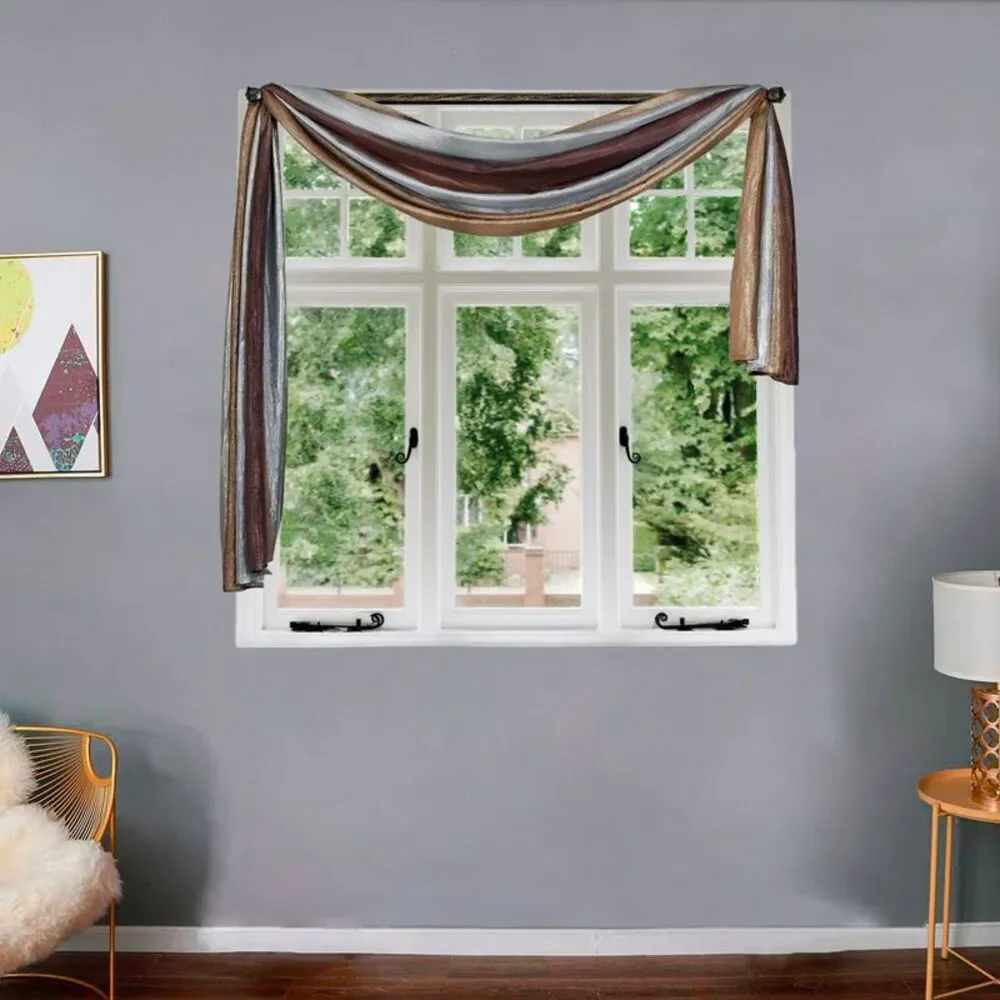 Woven Trends Ombre Curtains, Valances for Windows, Luxurious Scarf Valance,